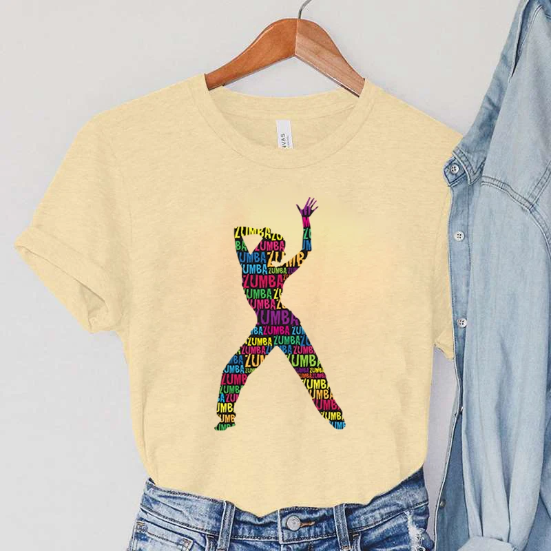

Zumba Women's Clothing Vintage Zumba People Fitness Women TShirts Cartoon Casual Fashion Tops Female Round Neck Zumba T-Shirts