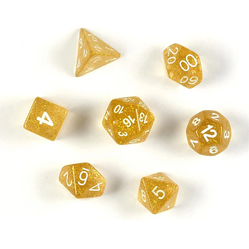 

7pcs/set Golden Glitter Powder Multiaspect Dice Set Board Games Accessories
