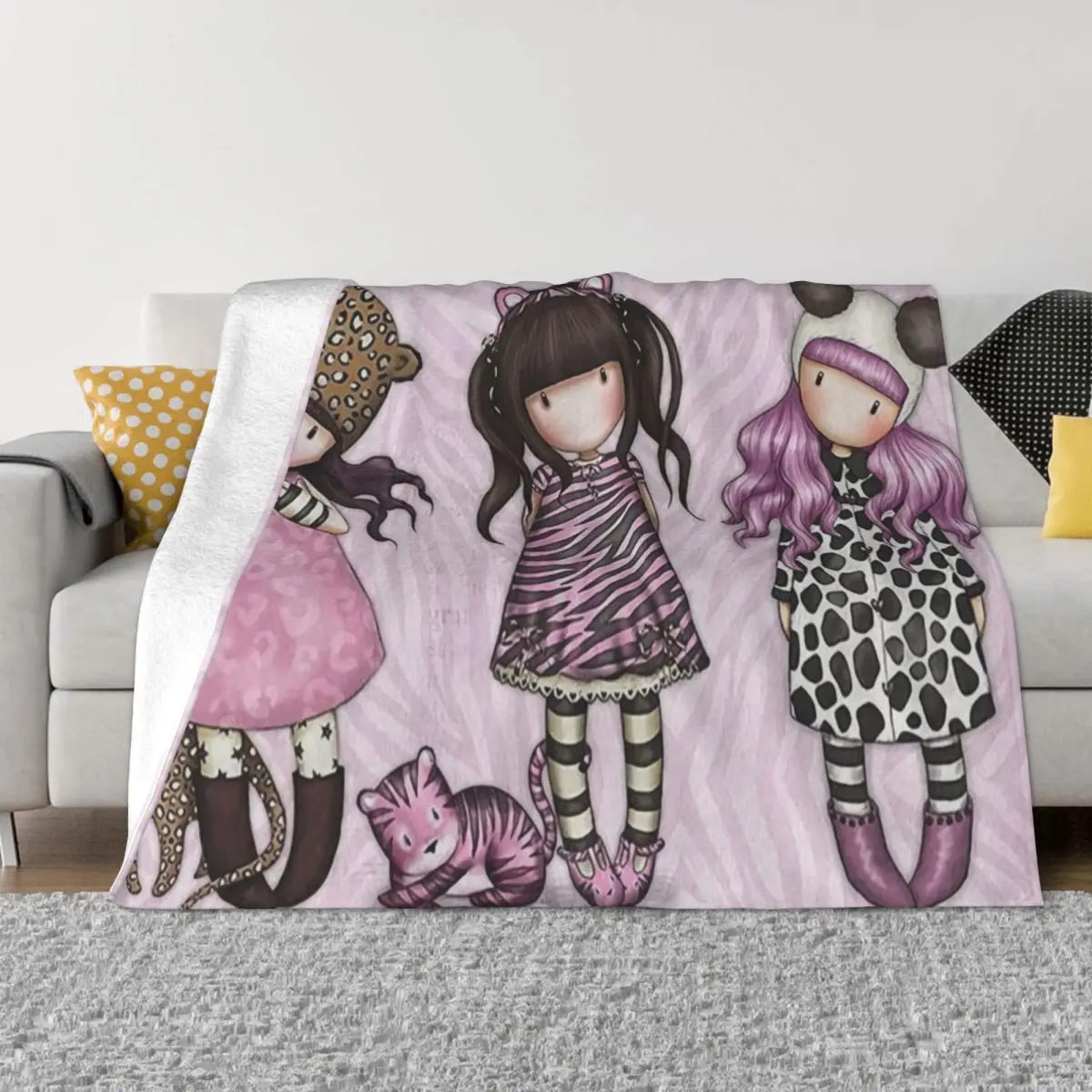 

Gorjuss Blankets Warm Flannel Cartoon Girl Doll Throw Blanket for Sofa Office Bedspreads