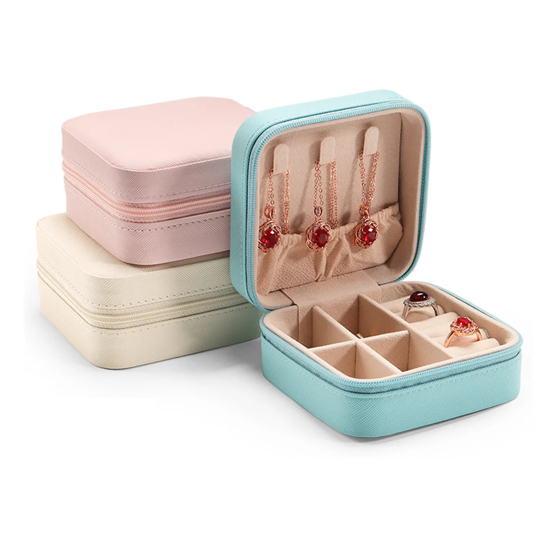 

Travel Jewelry Box for Earrings Portable Women Accessory Storage Case Mini Necklace Display Boxes Household Ring Organizer