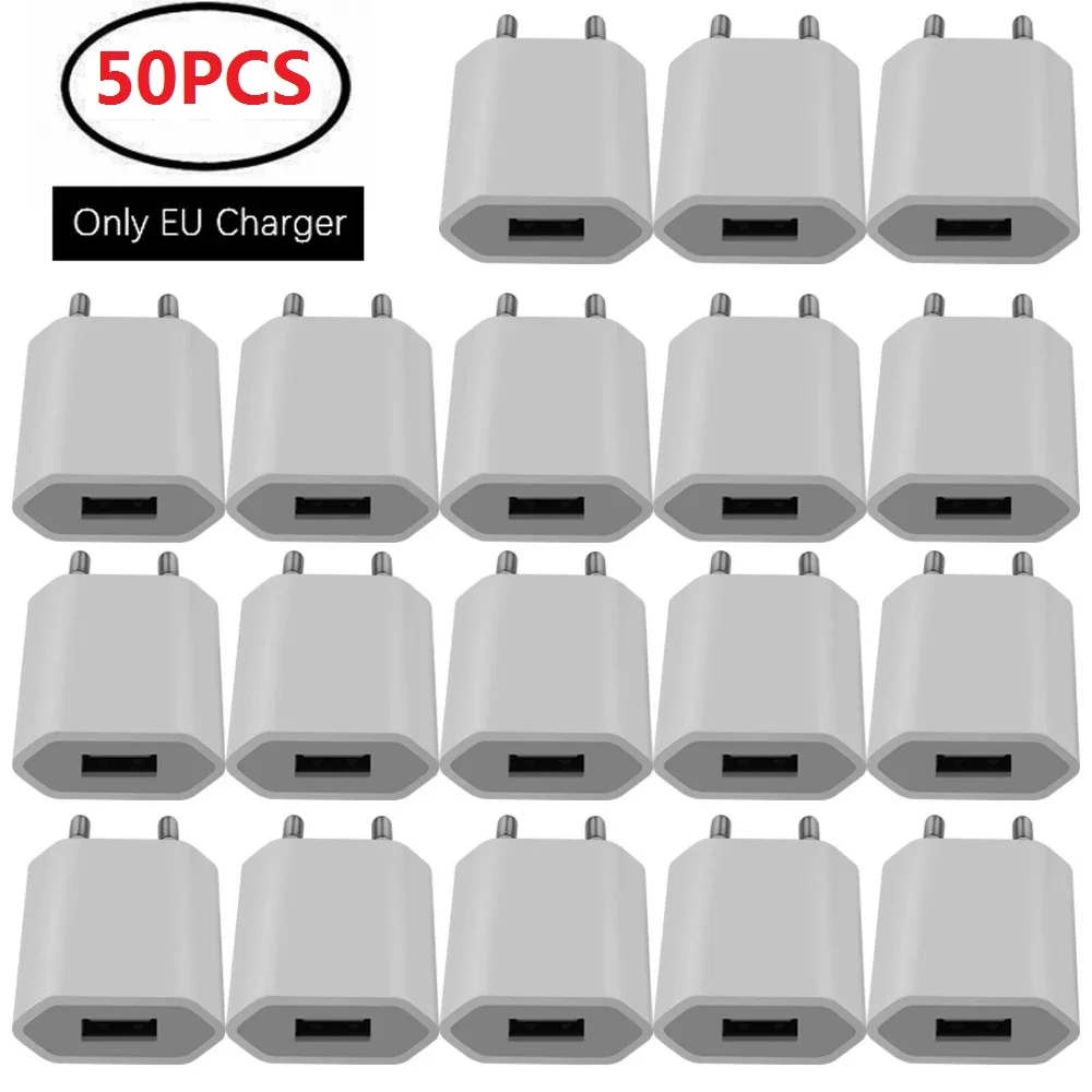 

50Pcs 5V 1A USB Travel Wall Charger Adapter Charging For Samsung s6 s7 note 2 4 htc lg iphone Huawei Android phone EU plug