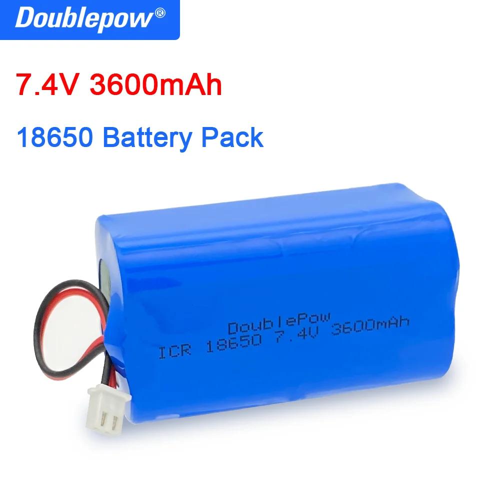 Doublepow 18650 7.4V lithium battery 3600mAh rechargeable battery pack megaphone speaker protection board with XH2.54-2P Plug