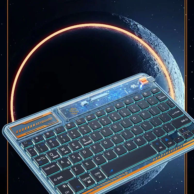 

Прозрачная Bluetooth-клавиатура с цветной подсветкой RGB, голосовой вход, дисплей аккумулятора, подходит для мобильных телефонов и компьютеров
