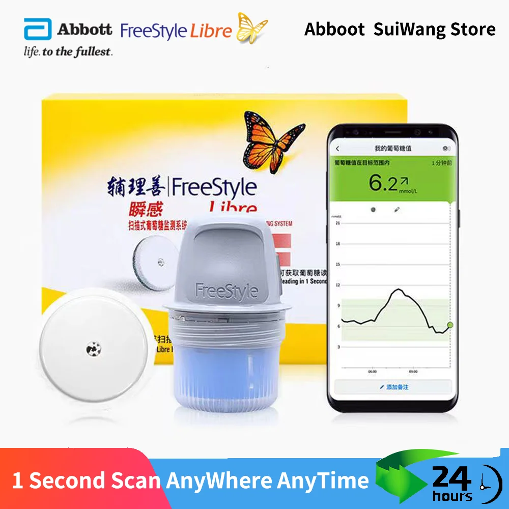 

Freestyle Libre 24 Hours Monitoring Blood Glucose Meter Tester Sensor Scanner Finger Free Continuous Sugar Testing Diabetes