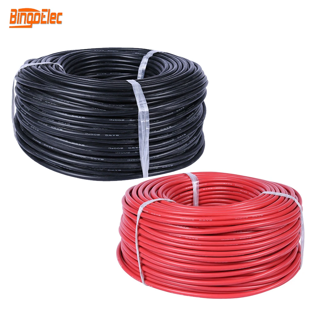 

50Meters/Lot Heat-resistant cable wire Soft silicone wire 14 16 17 18 20 22AWG copper wire 25M Red and 25M Black