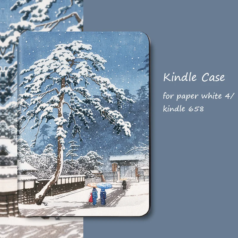 For Funda Kindle Case 10th Generation 2019 Snow and Trees Sleeve for Kindle Paperwhite Case 10th Generation 2018 Cover