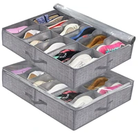 12 pair folding dustproof under bed shoe organiser storage holder shoe box tidy bag rack pockets space saving zipper closure