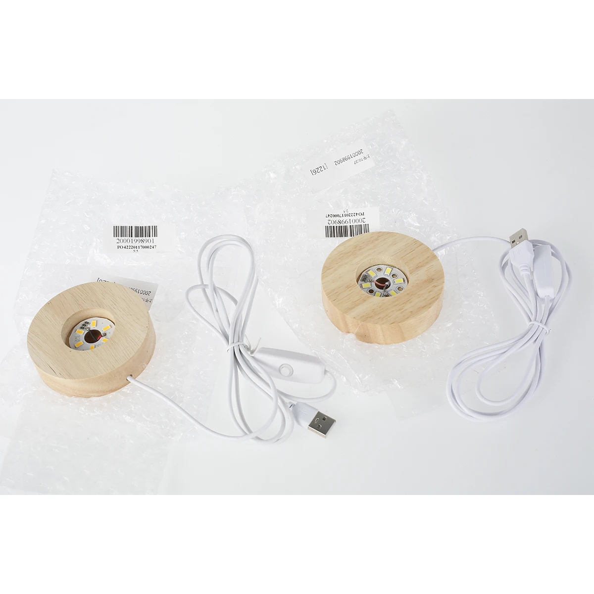 

NEW LED Lights Display Base for Crystals Glass 8CM Wooden Lights Display Stand with on/off Switch Round Lamp Holder DIY Art