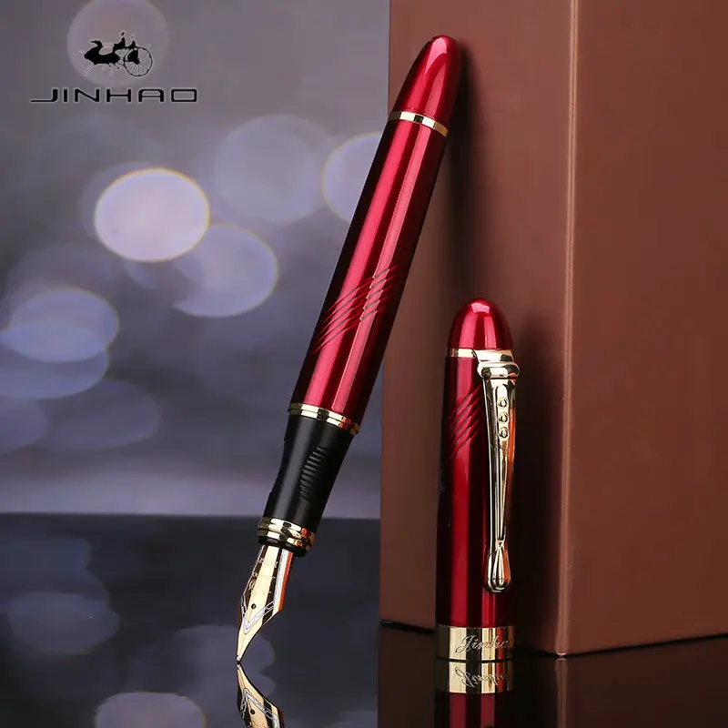 

JINHAO X450 Luxury School&office Writing Supplies StationeryTop Quality Fountain Pen Chinese Red Lacquer Black Line Ink Pens