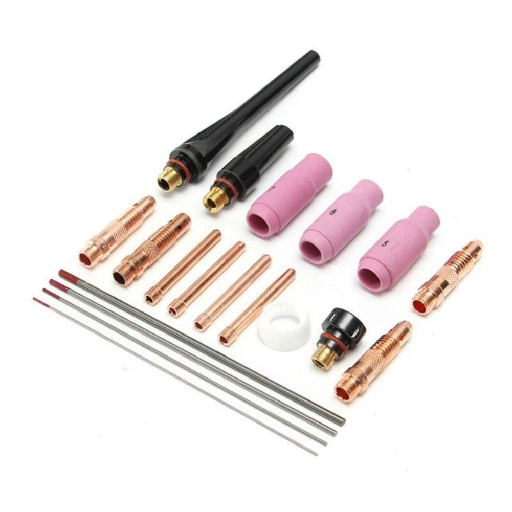 

19pcs TIG Welding Torch Cup Lense Tungsten Electrode 1.0X150mm 0.040" X 6" For WP17/18/26 Collet Body 10N25-10N30 Welding Parts