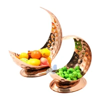 exquisite stainless steel rose gold moon shape hotel food decoration plate fruit plate