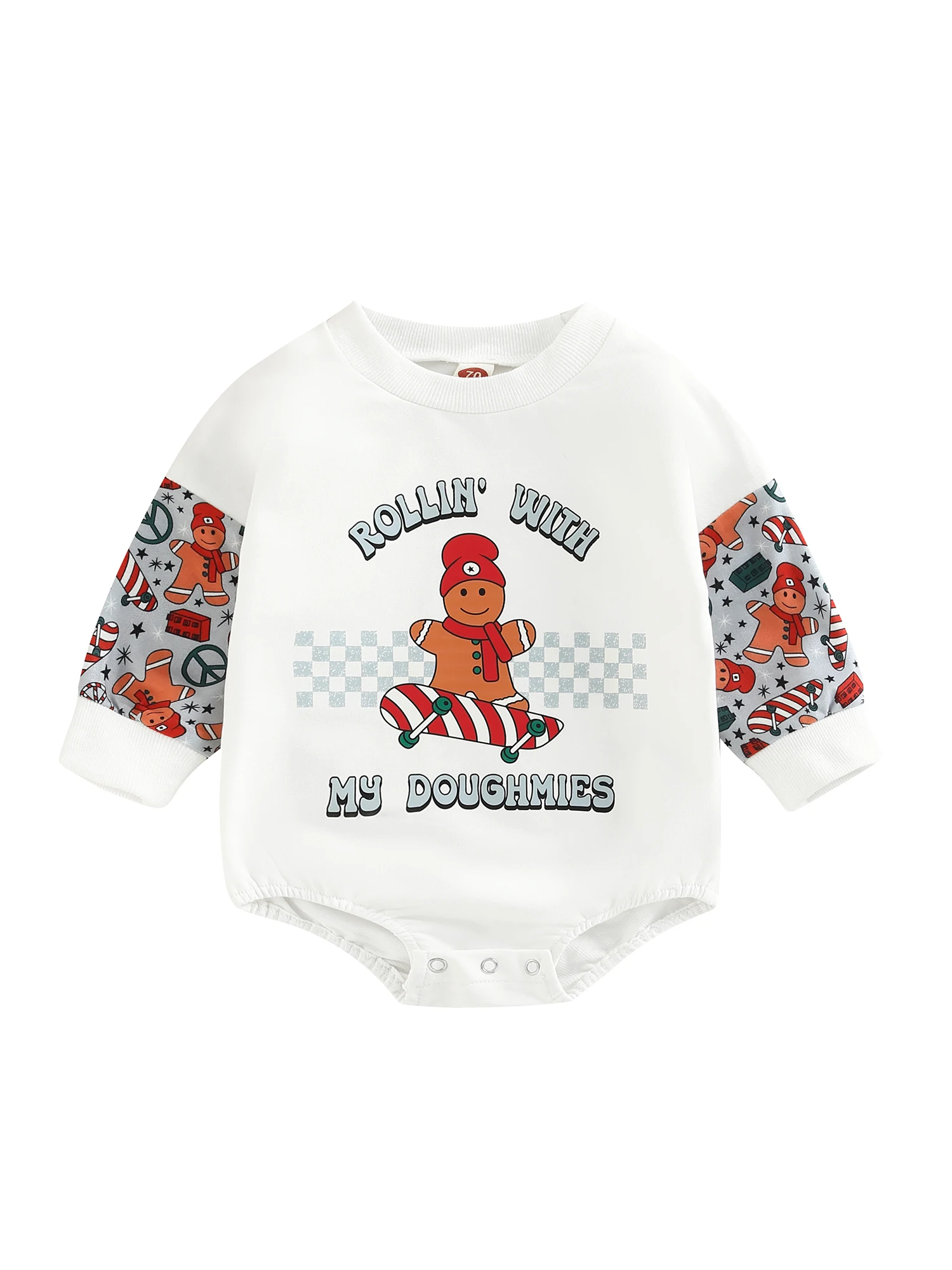 

Рождественская Одежда для маленьких девочек и мальчиков, нашивка, Толстовка-комбинезон, Свитер оверсайз с длинным рукавом и круглым вырезо...