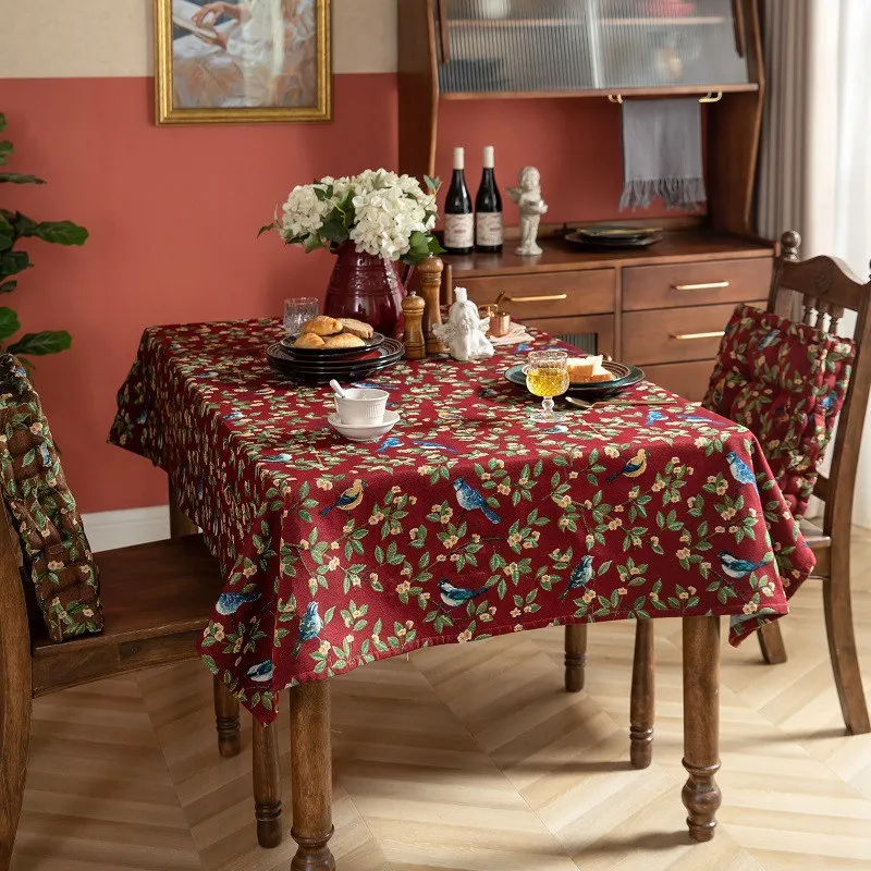 

EIFLOY Vintage Birds Cotton Linen Table Cloth Dining Restaurant Living Room Tea Table Rectangular Square Table Cover Dustproof