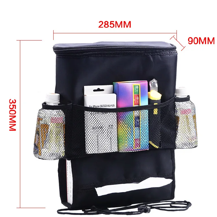 Black Car Seat Back Multi-Pocket Ice Pack Bag Stowing Tidying Hanging Organizer Collector Storage Box Interior Accessories |