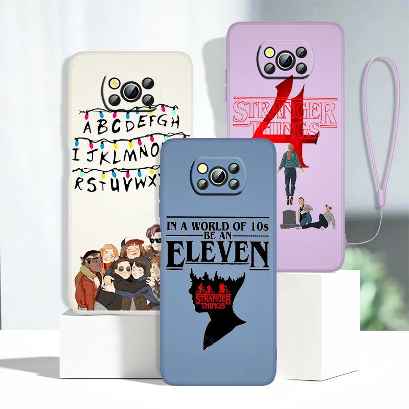 

Art Stranger Things Season 4 Phone Case For Xiaomi Mi 11 Lite Poco X4 X3 X2 C31 C3 M4 M3 F4 F3 GT Pro NFC 5G Liquid Rope Cover