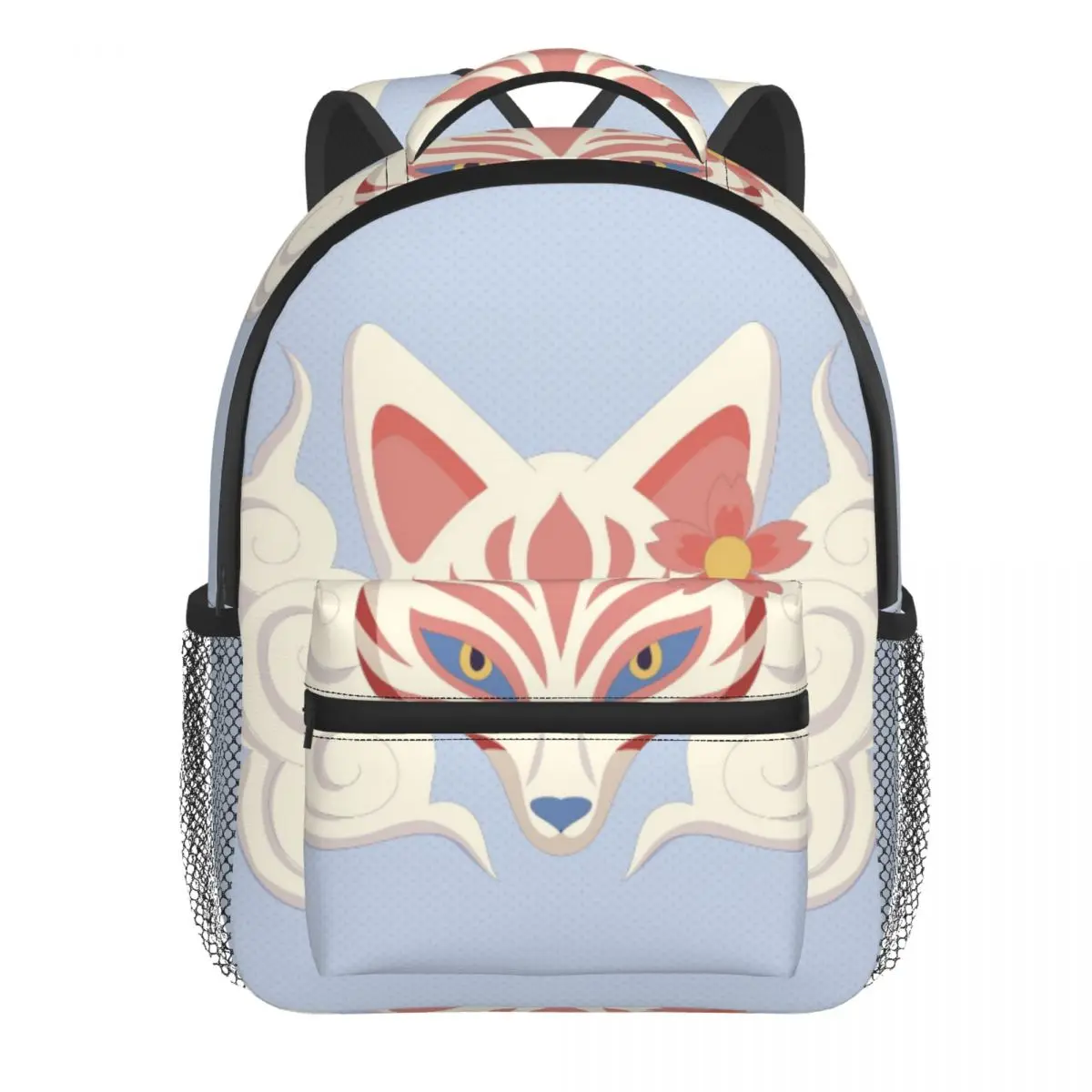 Kids Backpack Kitsune Mask Illustration Kindergarten Children Mochila School Bag