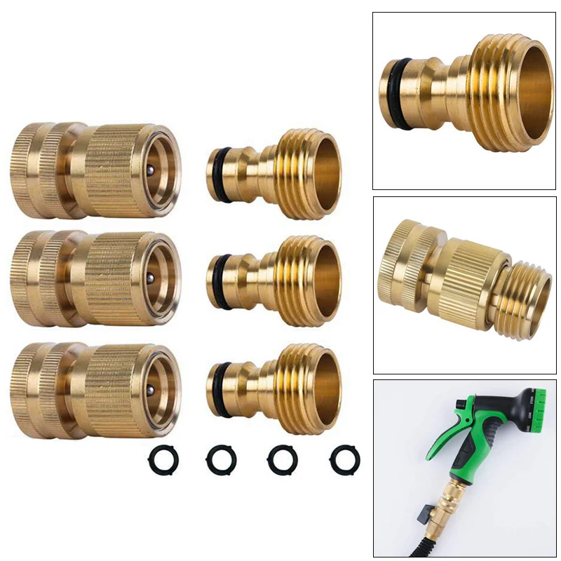 

Garden Hose Quick Connector Brass Quick Hose End Connector Garden Hose Nozzle Connect Kits