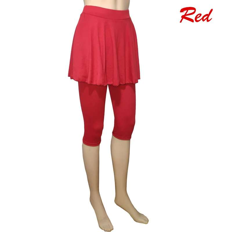 Women Tennis Skorts 7-point Leggings Skirt Solid Color Anti Exposure Fitness High Waist Shorts Big Size Knee Length Pnats
