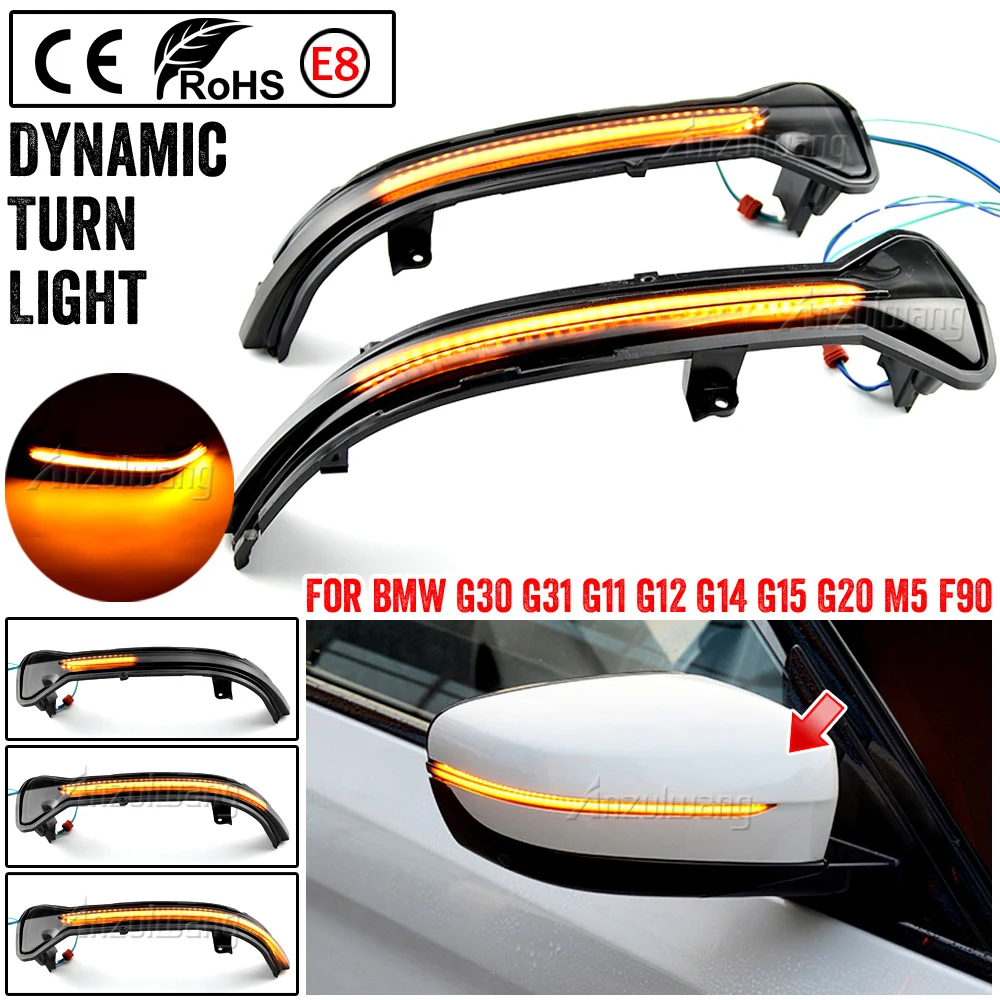 

2X LED Dynamic Turn Signal Side Mirror Sequential Light Lamp For BMW G38 G12 G20 G30 G31 G14 G15 G11 G12 M5 F90 5 6 7 8 3 Series