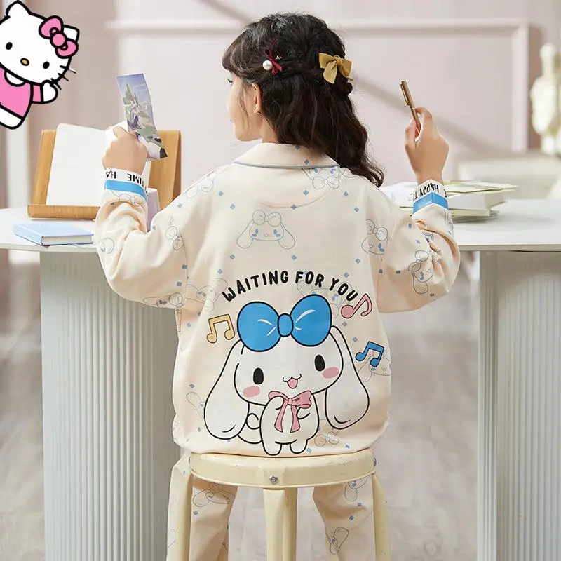 

Sanrio Hello Kitty Children Nightgown Kawaii Anime Cartoon Kuromi Cinnamoroll My Melody Parent-Child Long Sleeved Pajamas Gifts