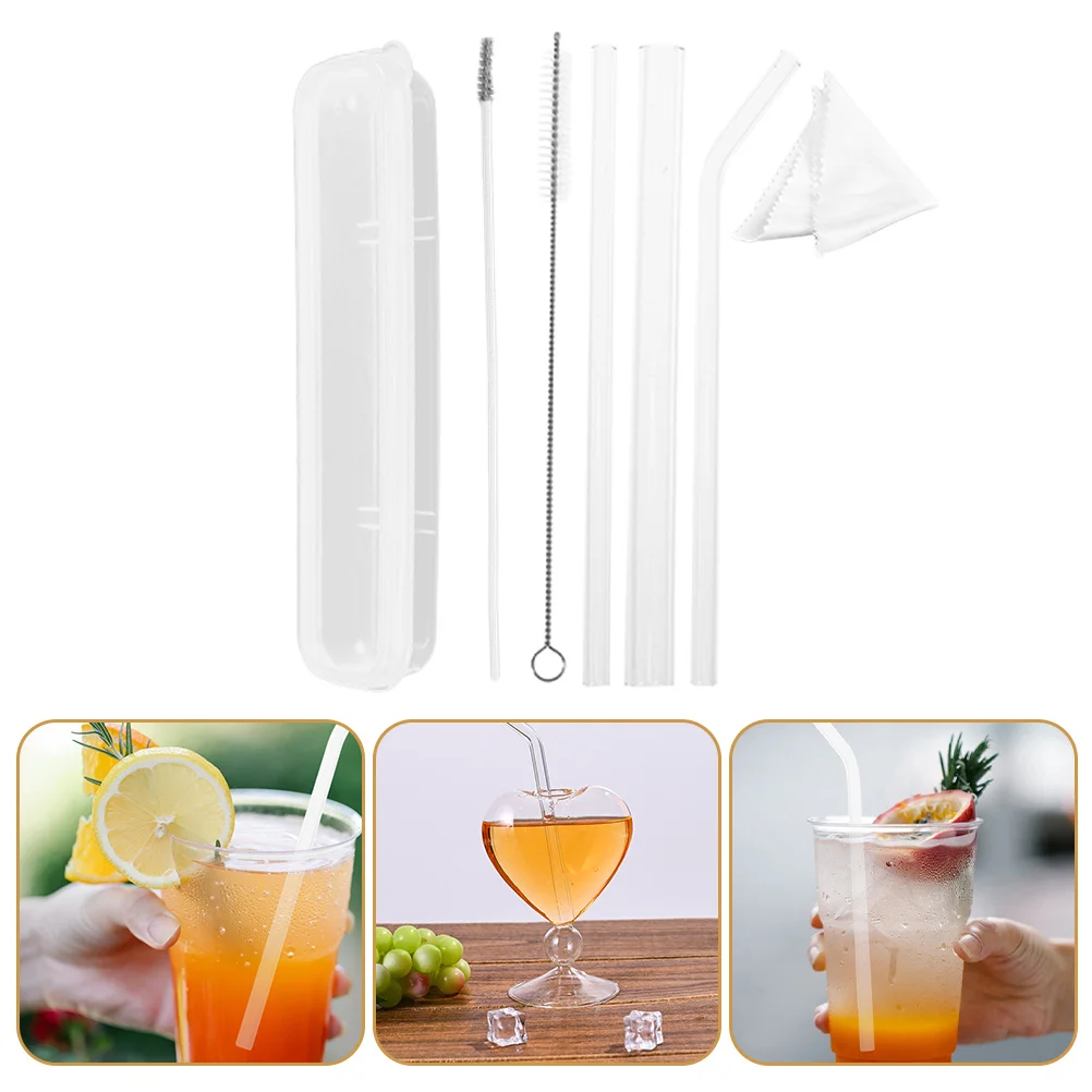 

1 Set Cocktail Glass Straws Reusable Glass Straws Straws Tube Brushes Shake Straws Straws Cleaning Brush