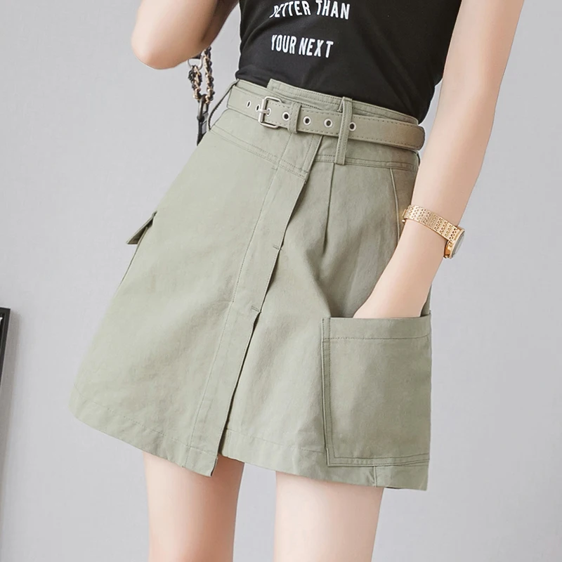 

Denim Skirts Cowboy Short Skirt Women Summer High Waist And Slim Irregular A-line Skirt