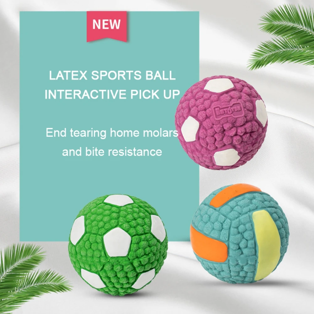 

1pc Pet Dog Ball Toy for Small Dogs Squeaky Rubber Chew Puppy Interactive Toy Dog Clean Teeth Bite Resistant Toy Pet Accessories