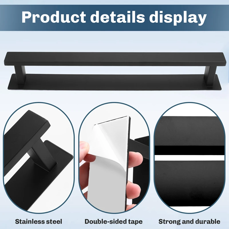 Клейкая подставка для полотенец черная настенная полка из нержавеющей стали