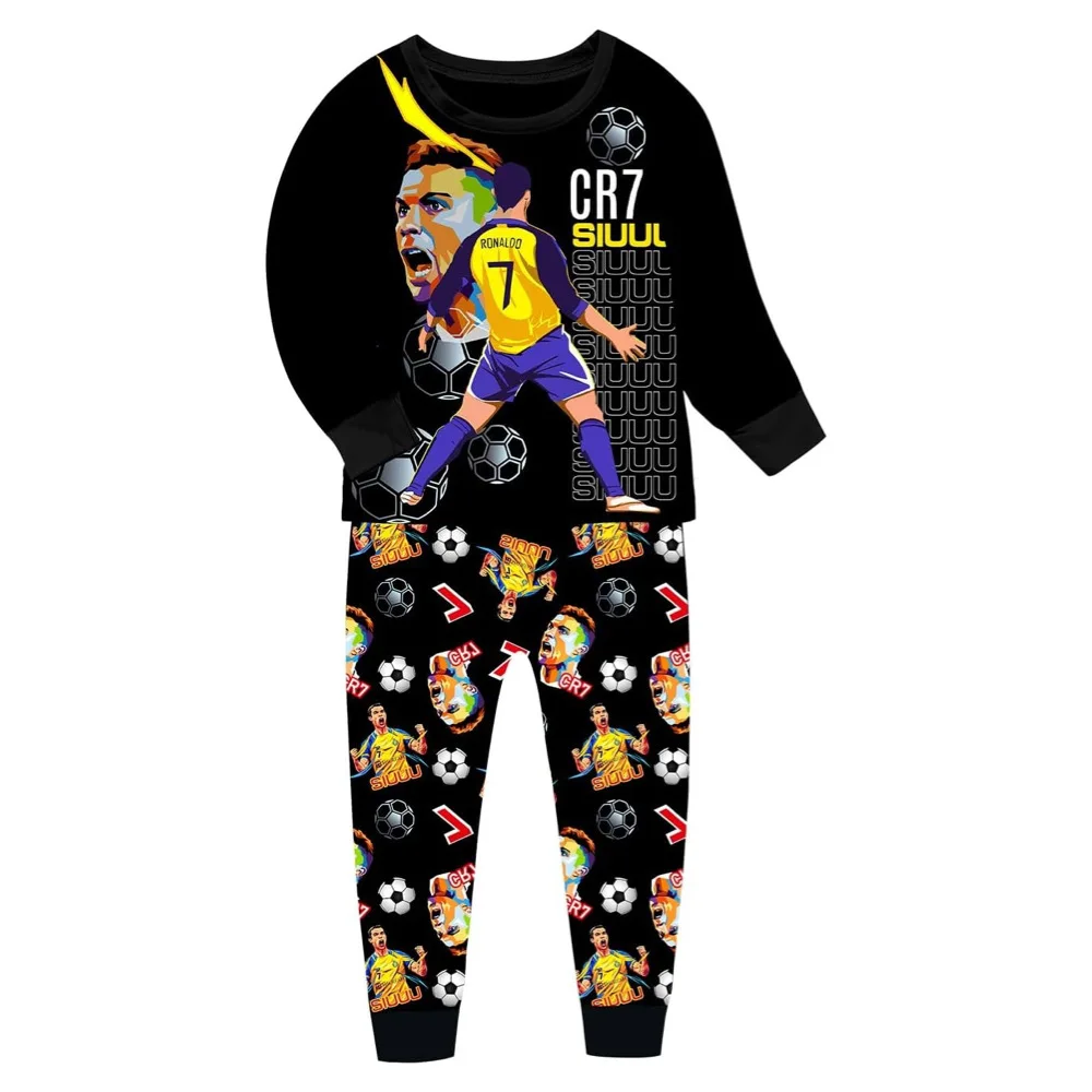 Детская одежда пижамы с футбольной звездой для мальчиков и девочек футболка