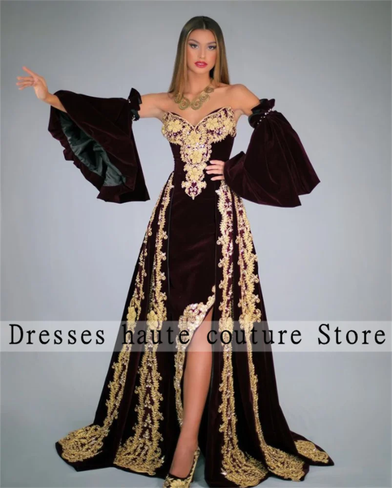 

Роскошные бордовые вышитые бисером марокканские платья Кафтан арабские 2022 вечерние платья Дубай с коротким рукавом с разрезом платье для выпускного вечера платья