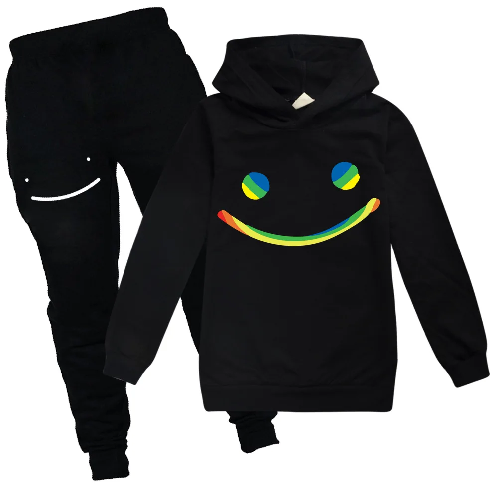

2022 Dream Merch Hoodie Tops+Pants Set Girl Boys 2-16Y Children Cartoon Anime weatshirt Suit Spring Fall Clothes Kids Tracksuits