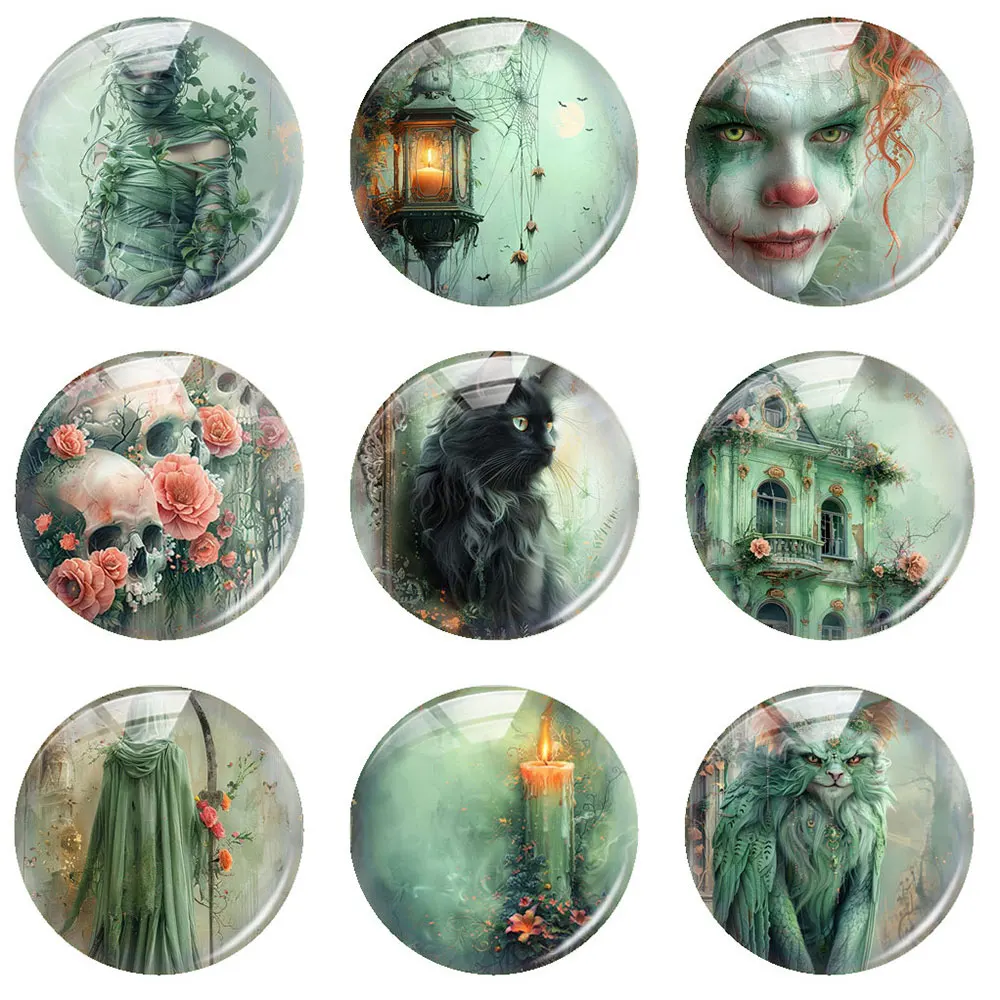 Фотокамера ручной работы на Хэллоуин готический ужас зеленый череп цветок