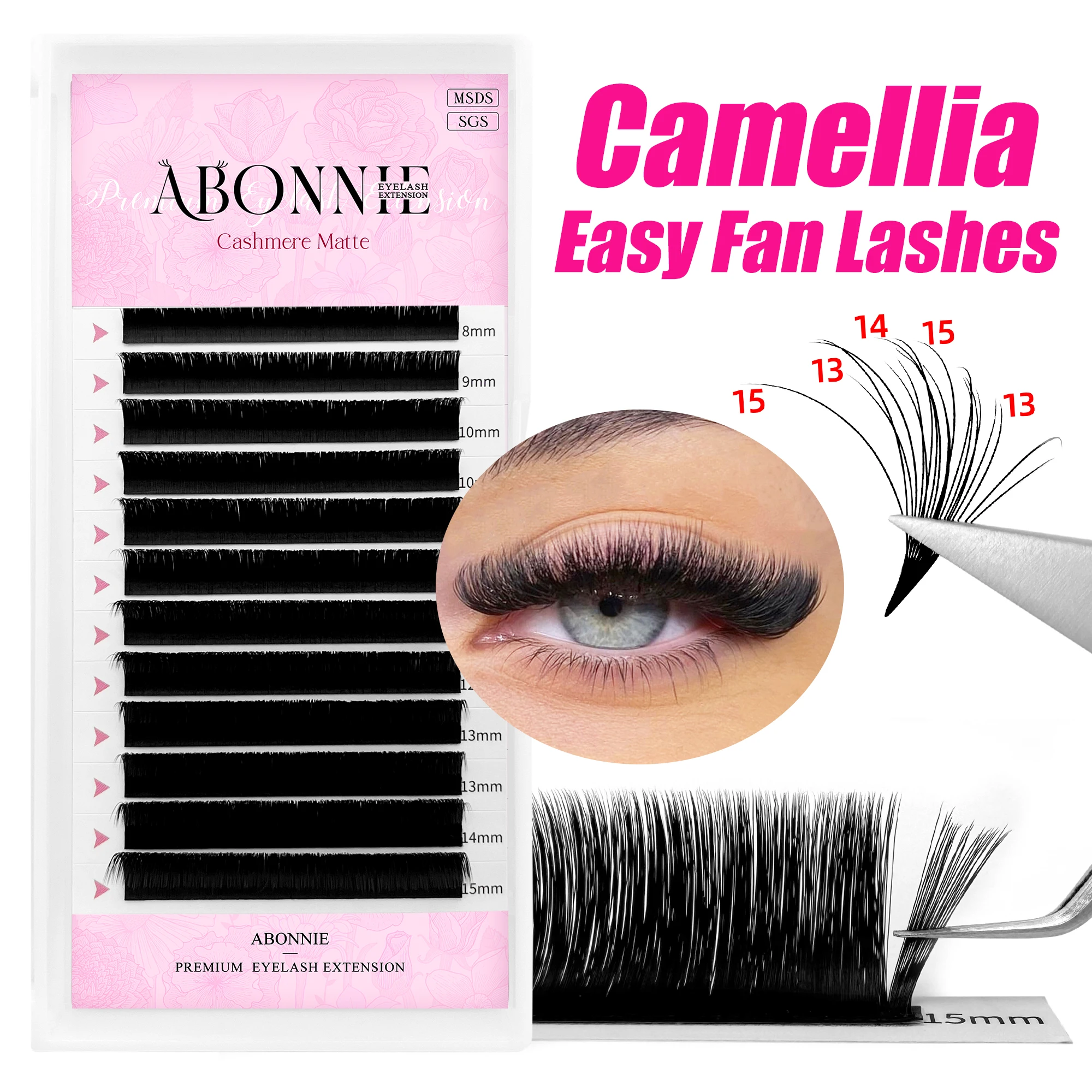 Ресницы Abonnie Camellia Easy Fanning кашемировые автоматические ресницы для наращивания