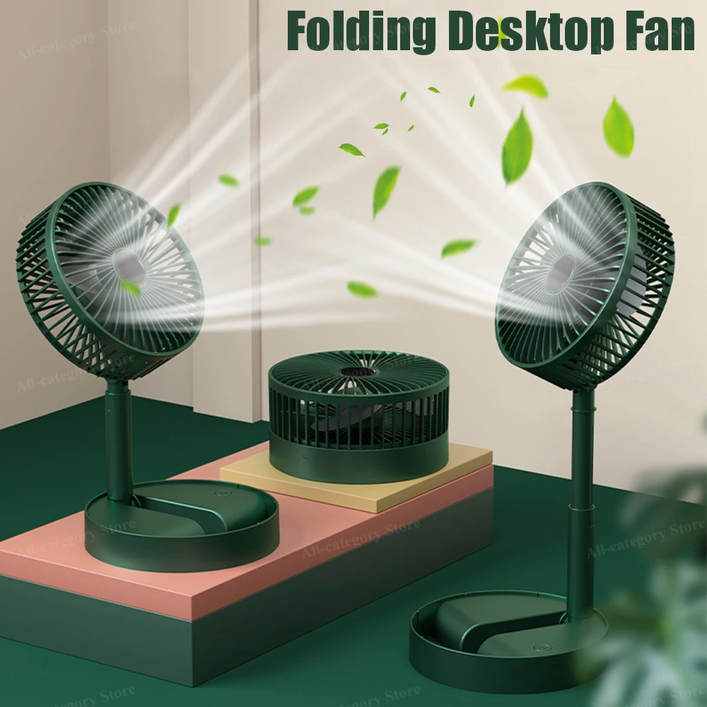 

Desktop Folding Fan 2000mah Household Telescopic Electric Fan USB Rechargeable 3 Speed Summer Low Noise Cooling Equipment