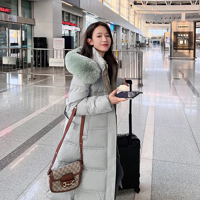 Fashion Women's Fur Collar Hooded Cotton Clothes Loose Casual Solid Warm Parka Versatile Women Thicken Winter Outerwear 2022
