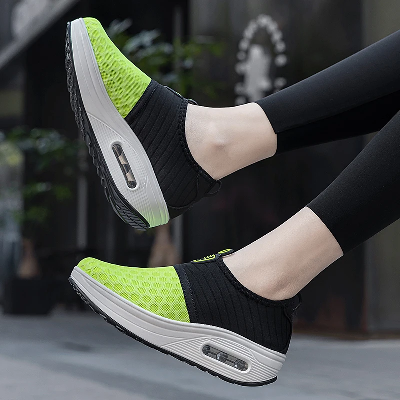 Women's Ladies Casual Sneakers Slip-on Walking Shoes Zapatillas Mujer Air Cushioning Rubber Platform Chaussure de Sport Femme