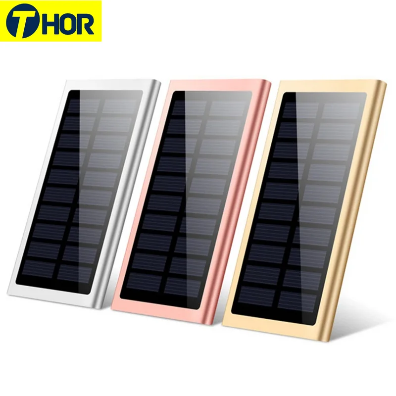 Ultra sottile 20000mAh banca di energia solare per Xiaomi Huawei Powerbank batteria esterna caricabatterie portatile Powerbank per iPhone Samsung