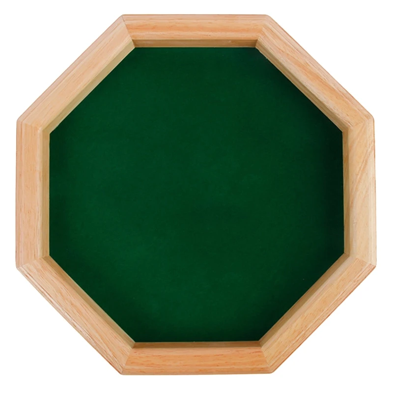 

Octagonal Dice Tray Portable Wooden Dice Rolling Tray with Felt Lined for Tabletop DND D&D Dice Roleplaying Games Quiets