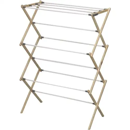 

Pine Wood Foldable Drying Rack with 23.8' Drying Space Household Floor Drying Rack Stall Display Stand
