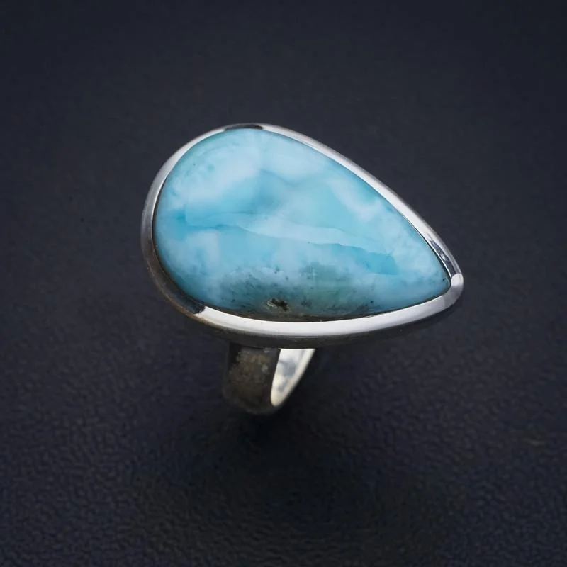 

StarGems Larimar ручной работы 925 пробы Серебряное кольцо 5,75 F2804