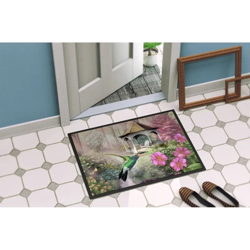 

Beautiful Hummingbird 24x36 Garden Gazebo Welcome Mat, Indoor or Outdoor Door Rug Mat