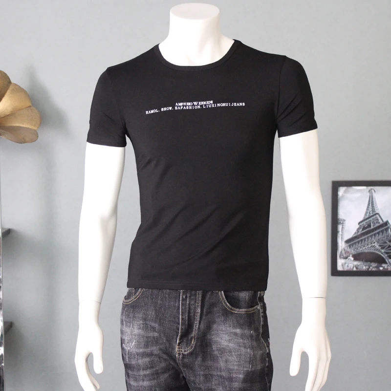 Broken Size Special Offer Short sleeve T-shirt Men's Korean Sle Slim fit Spirit Guy Half Sleeve Mercerized Cotton T...