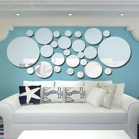hot sale 3d three dimensional acrylic mirror detachable wall stickers modern multi piece package diy creative home decoration