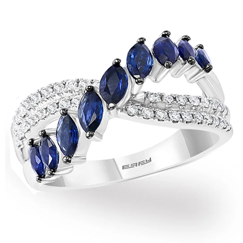 

Milangirl Exquisite Silver Plated Color Inlaid Dark Blue Water Drop Crystal Rhinestone Female Ring for Women Party Jewelry
