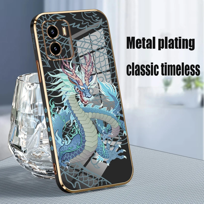 

Кожаные аксессуары для VIVO Y52S, Y22S, Y35, Y16, Y77, Y02S, Y11, Y81, Y93, Y91i, Y95, Y85A, V9, Z1i, Z3X, парные чехлы с милым рисунком дракона для мальчиков и девочек
