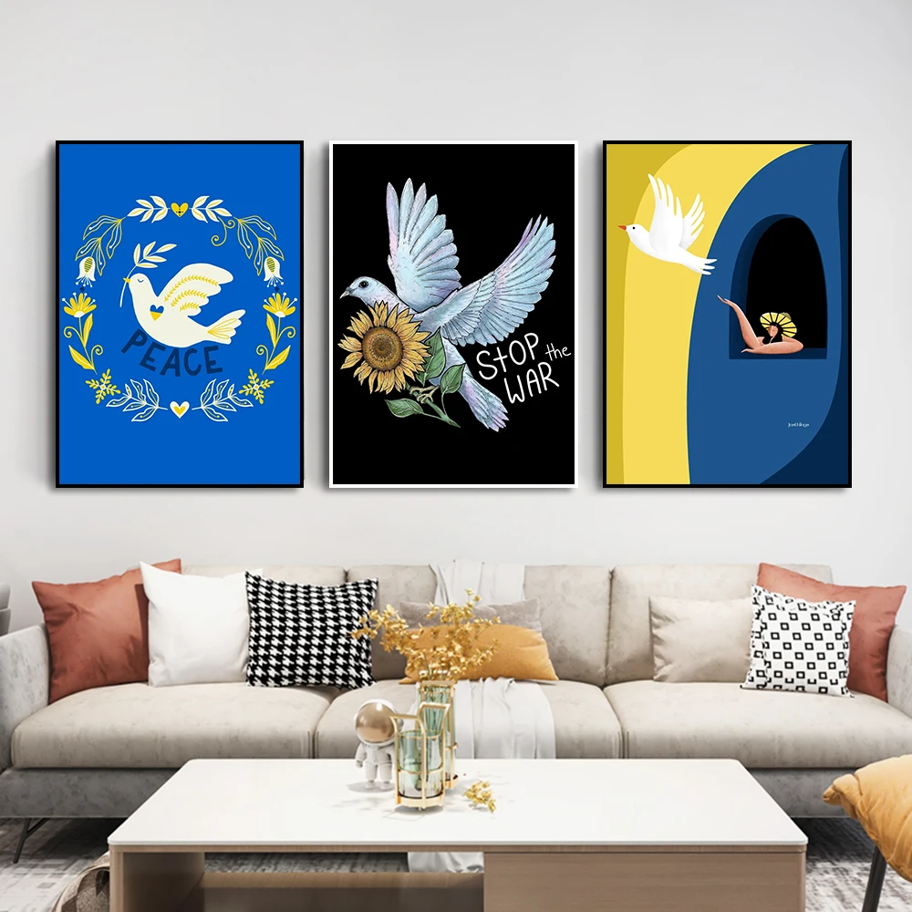 

Modern Peace Dove Poster Stop The War Print Canvas Painting Minimalist Style Wall Art Picture For Living Room Home Decor Cuadros