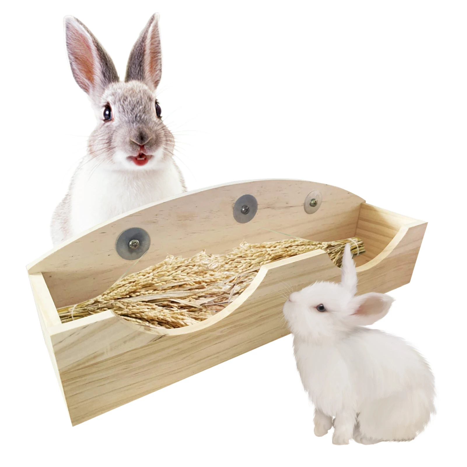 Деревянная подставка для кролика, натуральная деревянная подставка для травы, еды, кролика, корма, держатель для травы, дозатор сена 16,1x4,1x3