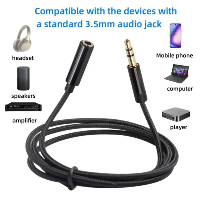 

Stereo 3.5MM Male To Female Extension Cable Braided Audio Cable Adapter For Car Earphone Speaker 3.5mm Audio Extension Cable