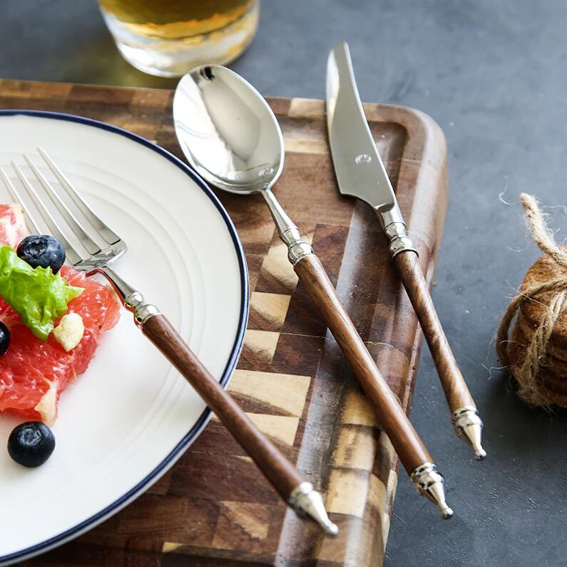 

Kitchen Food Tableware Silver Household Party Christmas Dessert Fork Table Spoons Complete Couverts De Table Kitchen Supplies