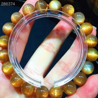 natural gold sunstone moonstone round beads bracelet 9 8mm women men stretch light crystal clear round beads aaaaaa